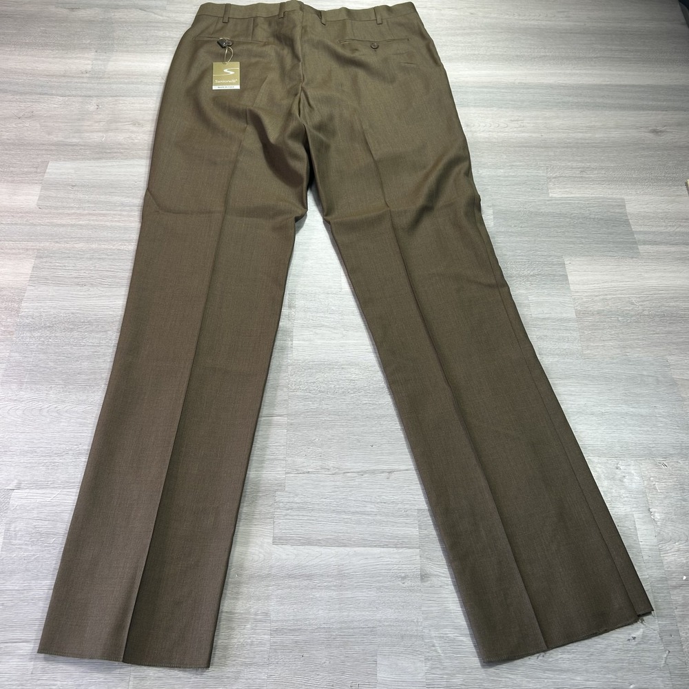 NEW Santorelli Luxury Serge Romeo Pants Mens 36x36 Brown Wool Dress Slacks Italy
